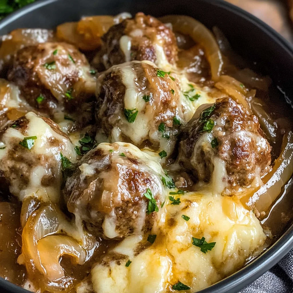 Crock Pot French Onion Meatballs