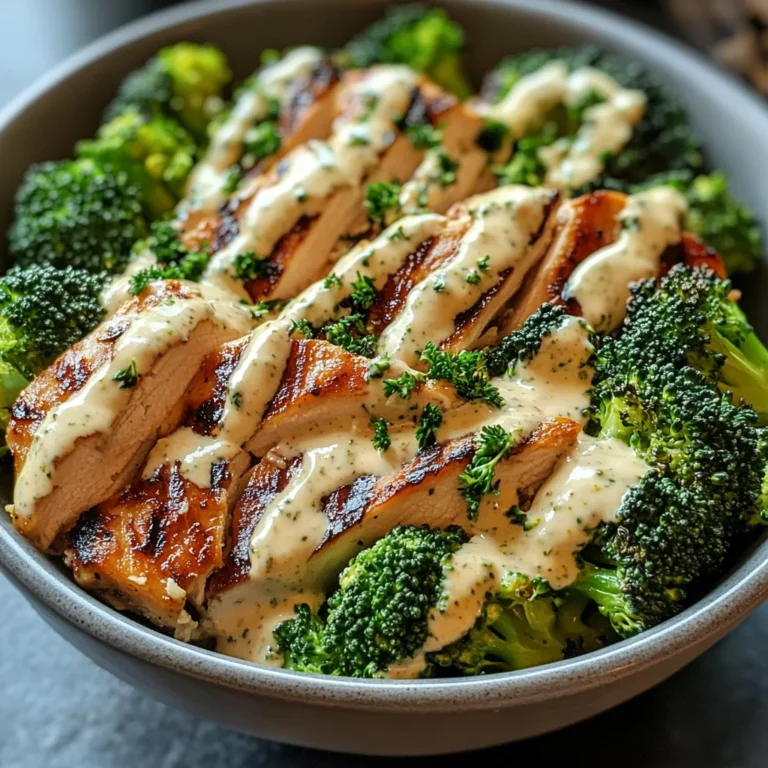 Grilled Chicken & Broccoli Bowls with Creamy Garlic Sauce