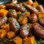 Sausage and Sweet Potatoes with Honey Garlic Sauce