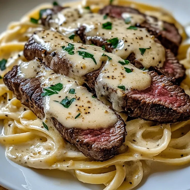 Savory Steak Gorgonzola Alfredo with Creamy Parmesan Sauce