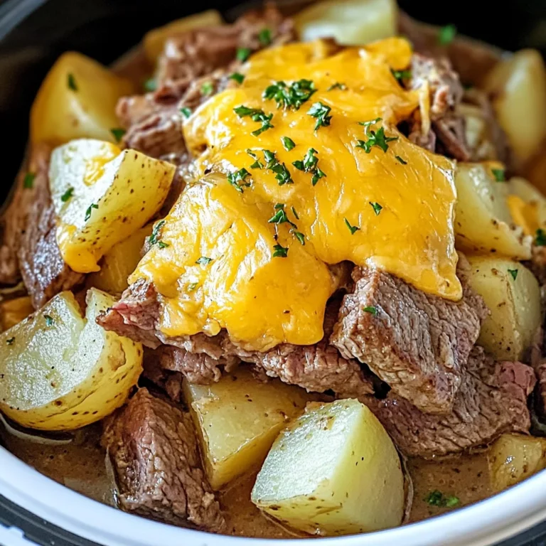 Slow Cooker Steak and Cheddar Potato Casserole