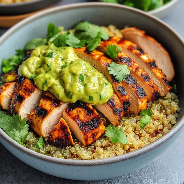 Grilled Chicken Quinoa Bowls with Avocado Sauce Delight!