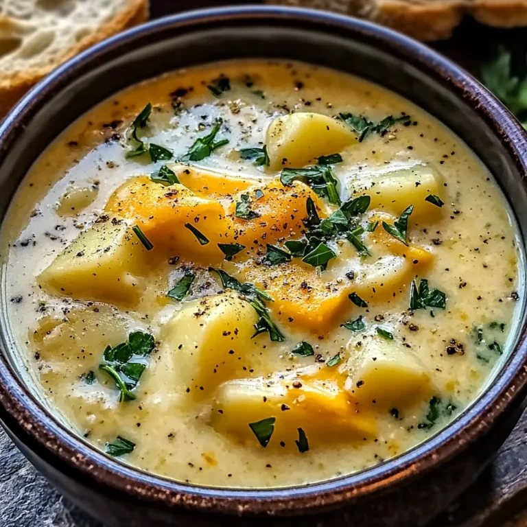 Hearty Cheddar Garlic Herb Potato Soup Recipe