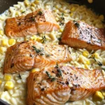 Creamed Corn Orzo with Salmon
