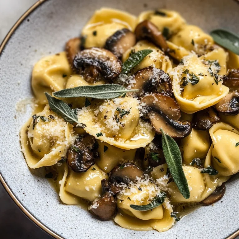 Cheese Tortellini with Butter, Mushrooms, and Crispy Sage