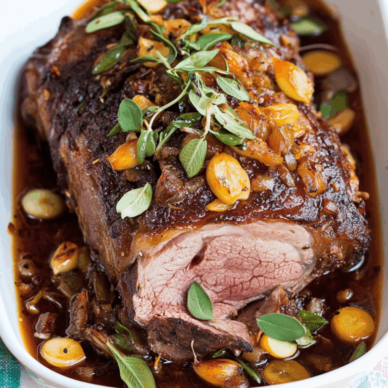 Tender Slow-Roasted Lamb Shoulder Glazed with Rosemary, Garlic, and Honey